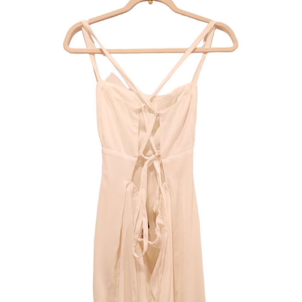 Abercrombie & Fitch Ruched Midi Dress In White Size Large New With Tags - Picture 7 of 14